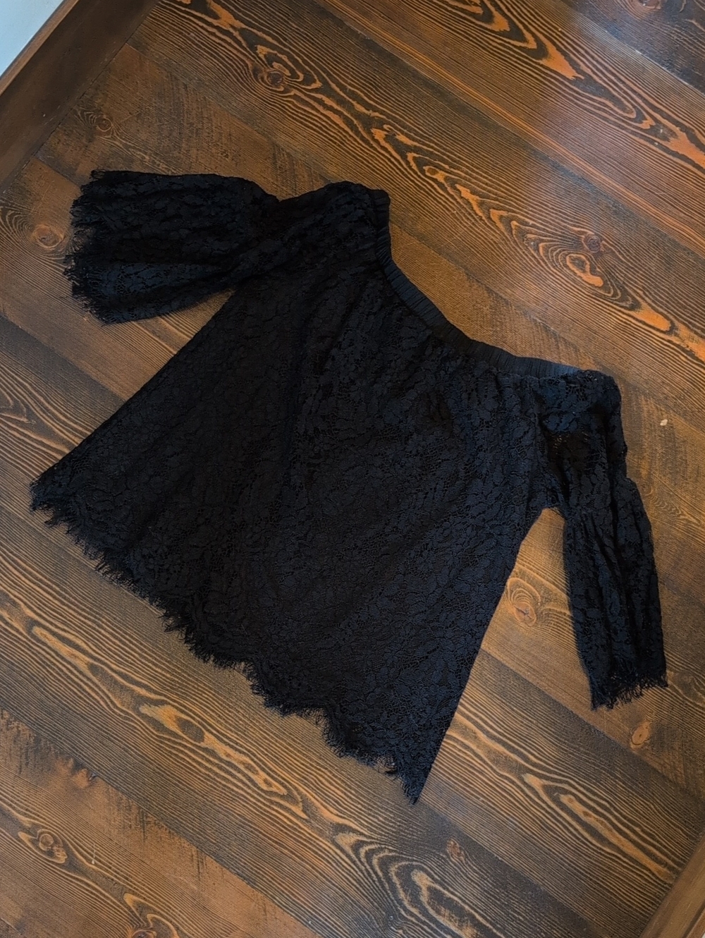 Black Off-Shoulder Lace Blouse